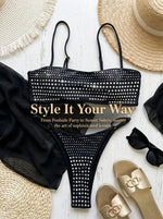 2026 Shiny Sequins Bandeau Bikini Women Swimwear Female Swimsuit Two-pieces Bikini Set Bather Bathing Suit Swim Lady Beachwear