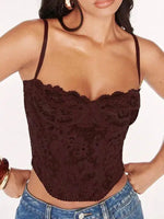 Lace Fishbone Crop Top Hot Girl Slim Fit Tank Top Sexy Body Shaping Backless Backless Deep V Suspenders Sleeveless Top 2RZV