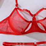 Toucheart Sexy Mesh Lingerie Split Kit with Gloves Steel Ring Laceup Patchwork Skinny See-through Hollow Interesting Private Set