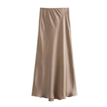 Foridol Autumn Winter Burgundy Satin Skirt Women Party Silk Skirt High Waist Straight Long Faldas Mujer Christmas Skirt