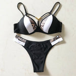 S - XL Splicing Bikini Push Up Swimsuit Female Swimwear Women Two-pieces Bikini set Bra Cup Bather Bathing Suit Swim V2103SW