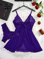 Lace Lingerie Set Women's Sexy Babydoll Chemise Romantic Ruffle Nightgown Delicate Panty Set New Hot Fashion Gift Luxuriou