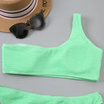 One Shoulder Bikinis 2026 Women Sexy Swimwear Female Brazilian Swimsuit Solid Beachwear Bathers Bathing Swimming Swim Suit