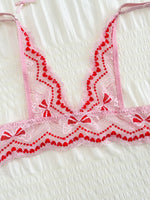 Sweet Pink Lace Bra For Women Front Closure Heart Pattern Underwire Push Up Sexy Ladies Brassiere