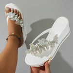 Shiny Crystal Wedge Heel Sandals for Women Fashion Clear PVC Platform Sandals Woman Thick Sole Rhinestone Butterfly Party Shoes