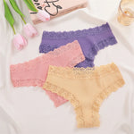 New Lace Seamless Cotton Panties Ribbed Maillard Brazilian Pants LowWaist Women Panties Breathable Girls Underwear Soft Lingerie