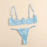 Toucheart Adult Sexy Lingerie Set Low-Cut Breast-Exposing Lace Embroidery See-Through Sexy Open-Back No-Removal Wear Underwear