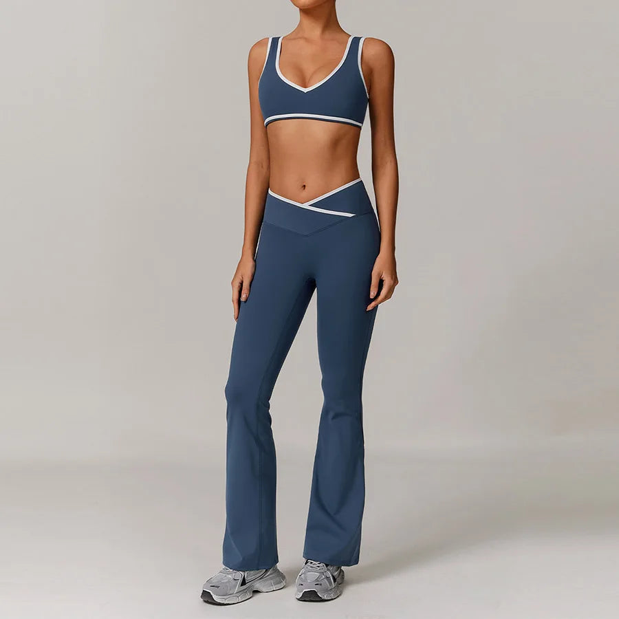 Yoga Set2 Pieces Workout Outfits Fitness Sportswear Gym Tracksuit High Waist Leggings Sports Bra Athletic Wear Women Clothes