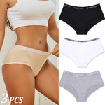 3Pcs Women's Cotton Briefs Letter Belt Underwear Women Panties Sexy Breathable Briefs Female Stretch Ladies Soft Lingerie