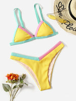 ZTVitality Contrast Binding Triangle Women's Swimsuit High Cut Sexy Bikini 2022 New Arrival Biquini Padded Bra Push Up Swimwear