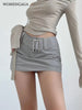 WOMENGAGA Spicy Girl Wide Belt Low Waist Short Skirt Women Safety Skorts Mini Short Skirt Summer New Half Skirt Fashion AH7O