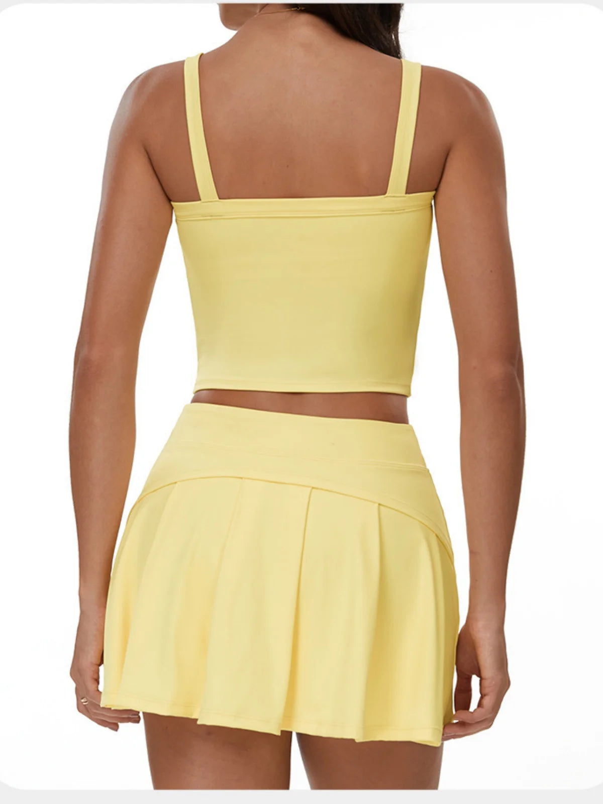 2 Piece Yoga Skirt Set Women Outdoor Neck Hanging Sports Vest High Waist Pleate A Line Skorts Fitness Suit Gym Workout Clothes