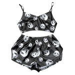 Women's Printed Satin Camisole & Lace Trim Shorts Set – Sexy Loungewear | European & American Bestseller
