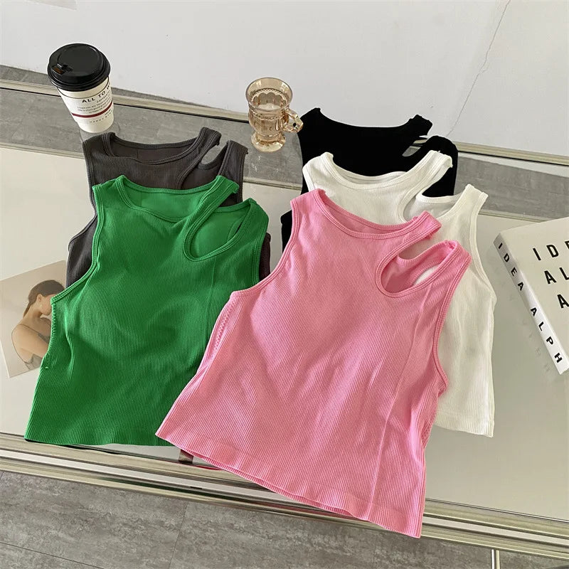 Women Crop Top Seamless Underwear Female Tank Tops Removable Pads Streetwear Beauty Back Padded Camisole Sexy Lingerie