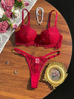 Luxurious Red Lace Underwear Set for Women French Romantic Embroidery Bra And Panties Two-Piece Set for Ultimate Comfort
