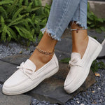 Solid Color Faux Suede Flat Shoes Women Spring Autumn Plus Size Bowknot Flats Woman Round Toe Non Slip Casual Shoes Female