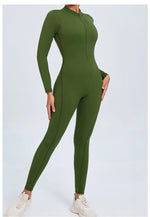 Women Sportwear Yoga Jumpsuit Zip Long Sleeve Back Open Outfit Fitness Tracksuit Tight One-piece Gym Overalls Sports Bodysuit