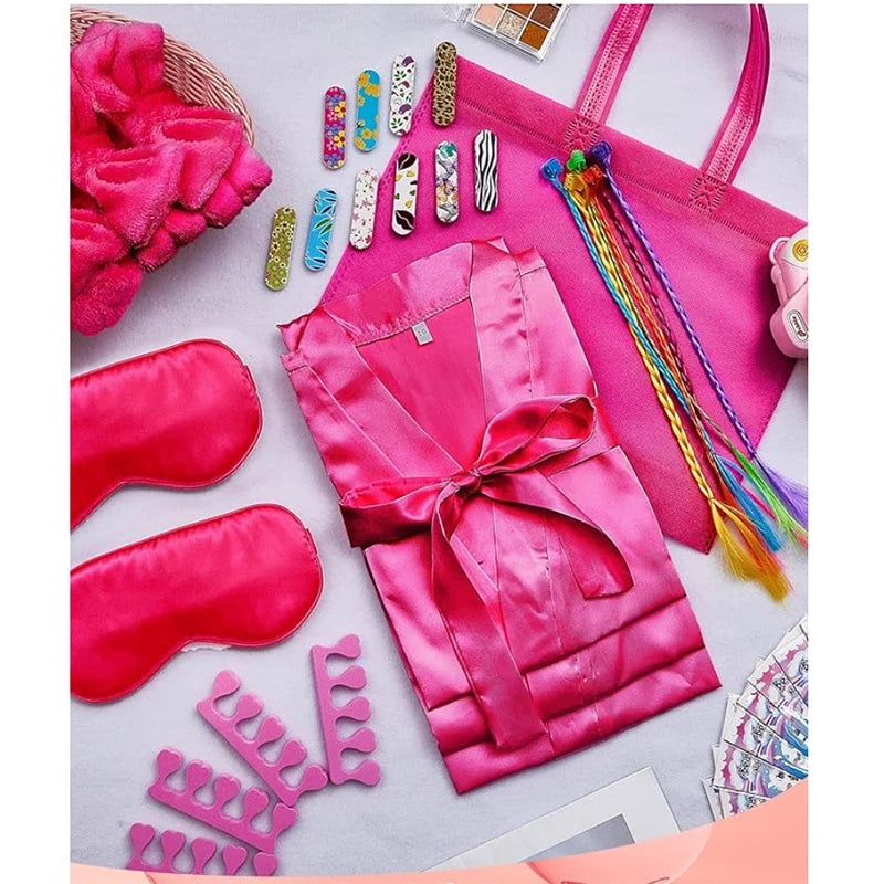 6-15Pcs Spa Party Robes for Girls Supplies Favors Kids Gowns Robe Soft Spa Headband Sleepover Birthday Party