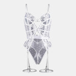 Toucheart Lace Sexy Skinny Babydoll Bodysuit Embroidery Erotic Private Adult Suit Solid Color Patchwork High Waisted Sexy Set