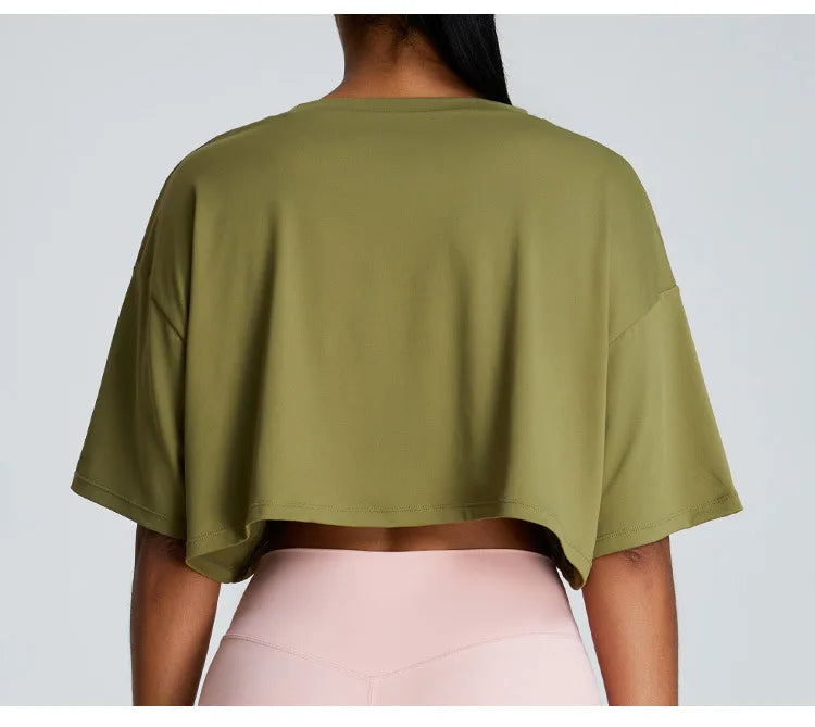 Yoga Sport Shirt Quick Drying Breathable Quick Drying Short Sleeve Loose Top Fitness Fitting Running Summer Gym Sports T-Shirt