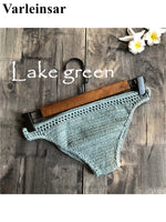 S - XL 9 Colors Crochet Knitted Bikini Bottom Swim Brief Women Swimwear Female Bather Brazilian Tanga Panties Underwear V4195