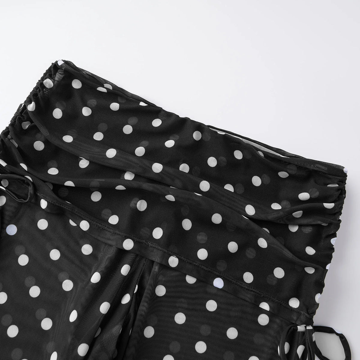 Women 4 Piece Swimsuit Dots Print Bikini Sets Bra Thongs Sheer Pants Cover-ups Scarf Bathing Suit for Beach Pool