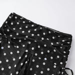 Women 4 Piece Swimsuit Dots Print Bikini Sets Bra Thongs Sheer Pants Cover-ups Scarf Bathing Suit for Beach Pool