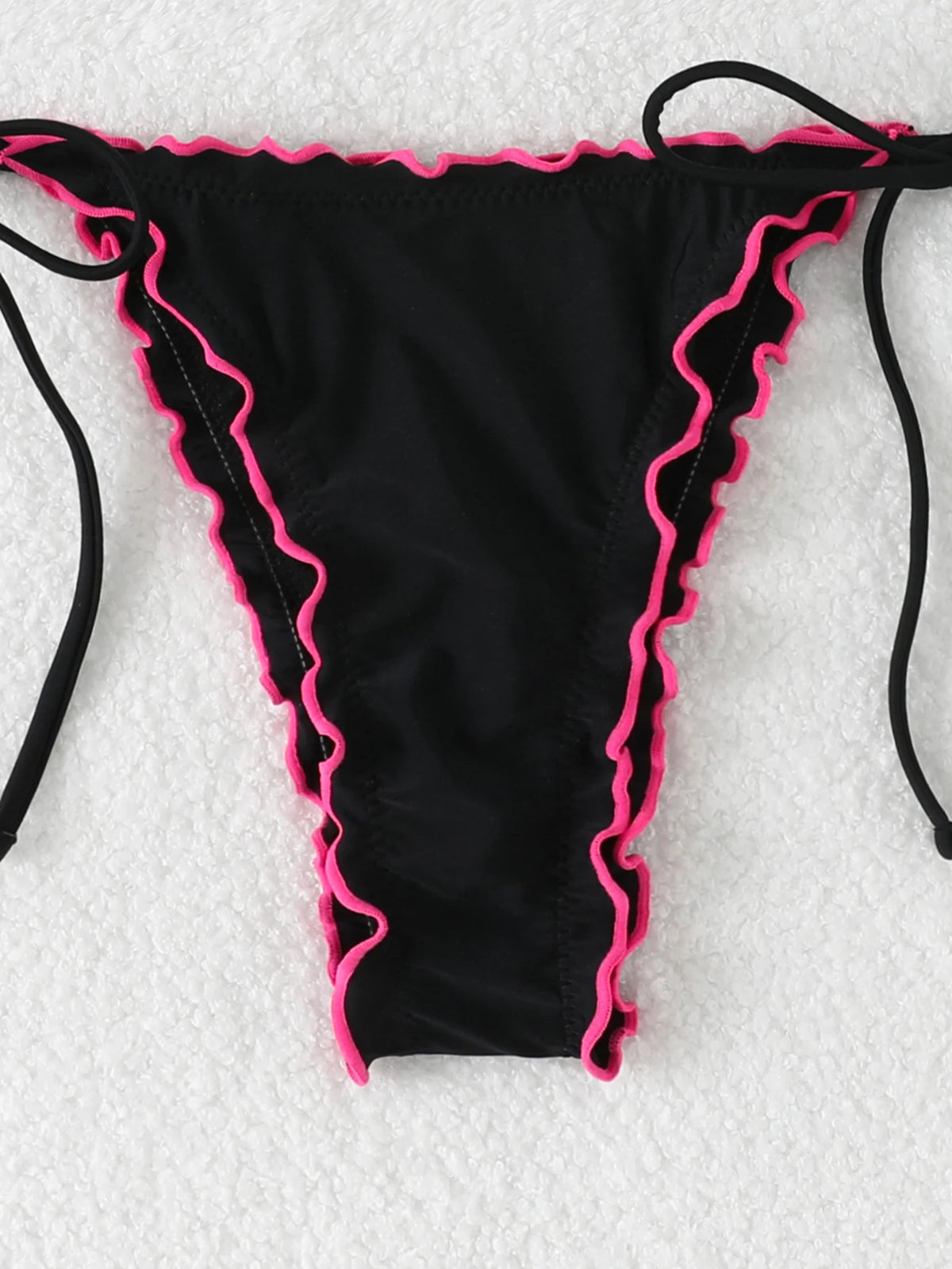 Triangle Halter String Bikinis 2026 Women Sexy Ruffle Swimsuit Solid Cherry Swimwear Female Bathers Bathing Swimming Swim Suit