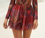 Sexy Surf Rashguard Long Sleeve Swimwear with Skirt Women One Piece Swimsuit Rash Guard Swimsuit Bathing Suit Beachwear Bodysuit