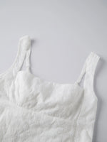 2026 Summer Women's Floral Eyelet White Cami Dress Sleeveless Square Neck A-line Dress Beach Bohemian Retro Sundress