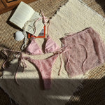 With Fishnet Sarong Skirt Halter Micro Bikini Women Swimwear Female Swimsuit Three-pieces Bikini Set Bathing Suit Swim Beachwear