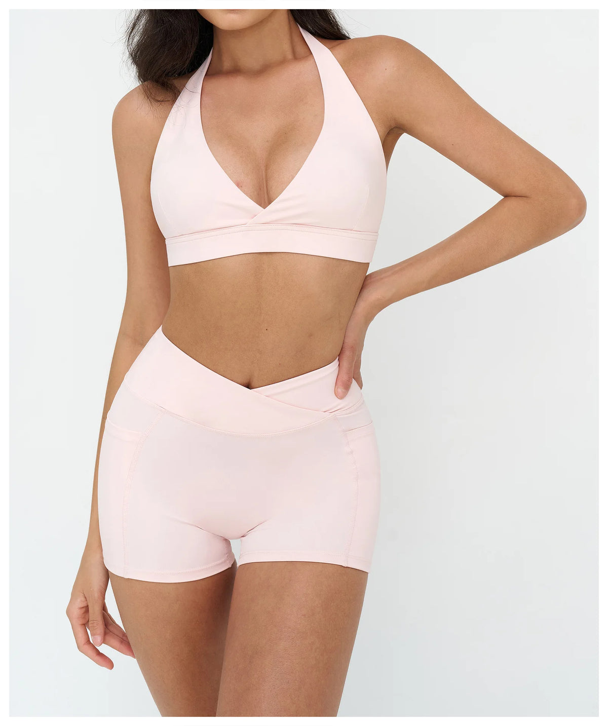 Naked Sports Bras Women Solid Coffee Cross V-neck Shock-absorbing Yoga Suit Gym Fitness Running Workout Crop Top