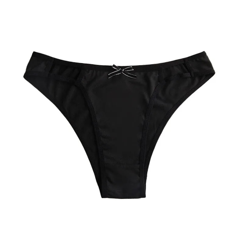 Sexy Fashion Women's Mid-Waist Triangle Panties Bowknot Lingerie Underpants Thin Breathable Briefs Soft Comfortable Underwear