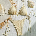 DEKA White Shell String Bikini Women Luxury Push Up Bra Tie Side Thong Swimsuit Brazilian Beach Bathing Suit Micro Swimwear