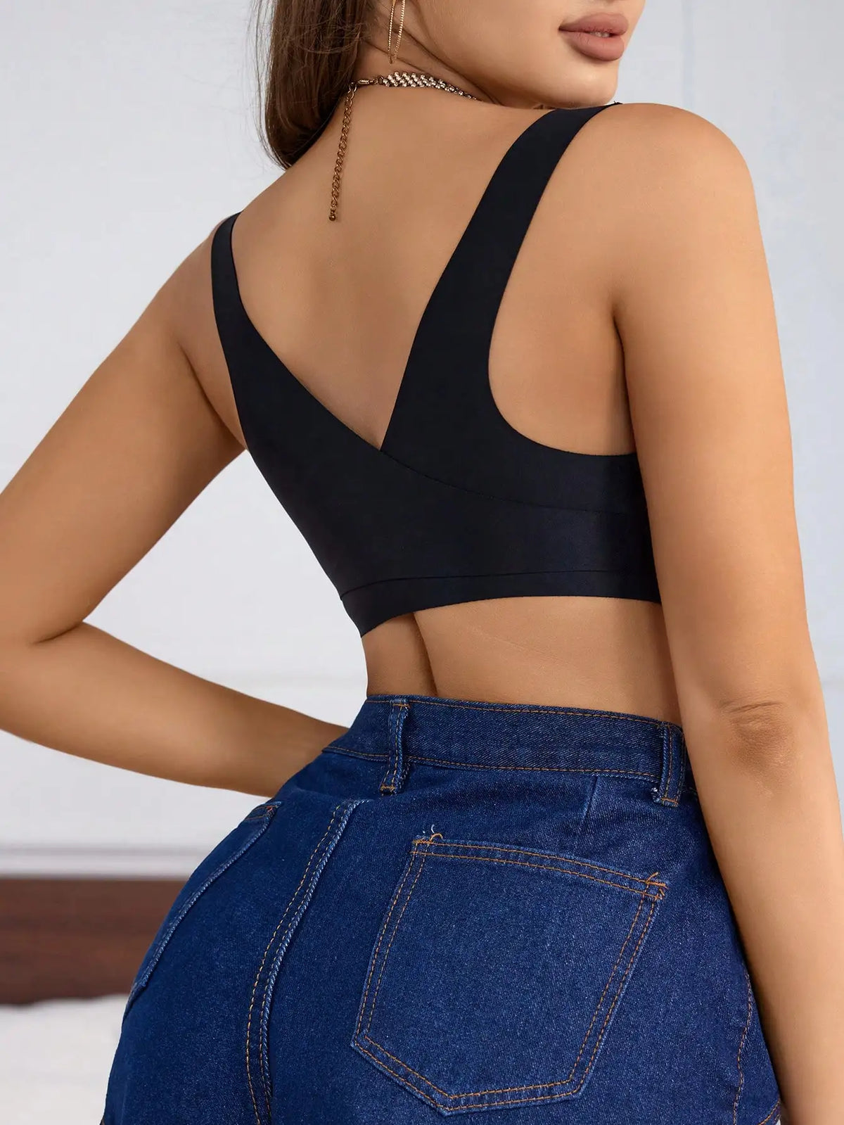 Women Floral Lace Front Closure Bra Wide Shoulder Strap Wireless Brassiere Deep V Breathable Comfort Back Buckle Underwear B2449