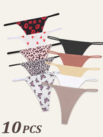 10Pcs Seamless Thong Women Thin Strap Low Waist High Flexibility Panties Sexy Underwear Ladies Briefs T-back Comfortable Women