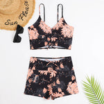 High Waist Bikini Swimsuit Women 2024 Floral Print Swim Suits Drawstring Front Shorts Boxers Swimwear Trunks Pool Bathing Suit
