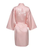 Wedding Party Team Bride Robe With Black Letters Kimono Satin Pajamas Bridesmaid Bathrobe SP004