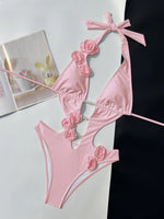 DEKA 2025 New 3D Flowers One Piece Swimsuit Women Solid Sexy Hollow Out Swimwear Tropical Summer Beachwear Bathing Suit Bodysuit