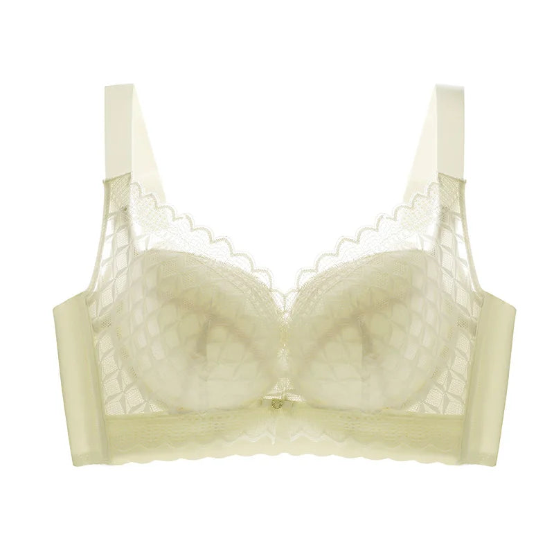 Women's Full Coverage Wire Free Bra Non-Foam Lace Bra Thin Sexy Lace Bra Plus Size 36-46CDE Push Up for Women Thin Latex Bra 46E