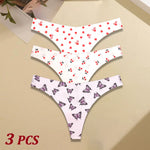 3Pcs Ultra-thin Seamless G-string Women Thongs Sexy Sweet Fruit Low-waist Panties Ladies Soft Cute Thongs Female S-XL T-Back
