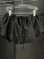 Fashion Women's Solid Color Bandage A-line High Waist Skirt 2026 Summer New Trendy Hole Design Skirts Female Trendy TB02