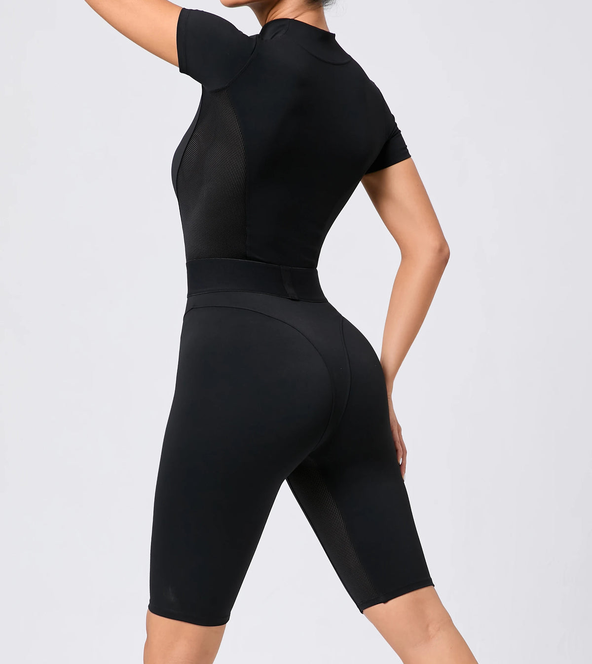 Women's One-Piece Suit Zipper Short Sleeve Gym Push Up Workout Clothes Fitness Short Bodysuit Sportswear Jumpsuits