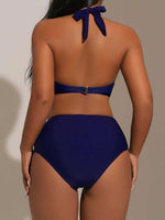 New Women High Waisted Halter Bikini Set Modest Triangle Tummy Control Swimwear Hot Spring Beach Vacation Summer Panties Sets