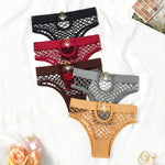 New Style Mesh Sexy Women's Panties Solid Color Mid High Waist Fishnet Lingerie Ladies Hollow Out Transparent Elasticity Briefs