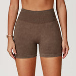 High Waist Yoga Shorts Women Sand Washed Yoga Shorts Workout Shorts Fitness Yoga Lift Butt Fitness Yoga Gym Running Short Pants
