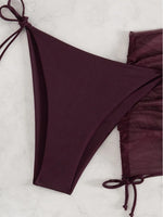 Sexy Wine Red String Bikini 2026 Women Three Pieces Swimsuit Brazilian Swimwear Female Beachwear Thong Bathing Suit Mini Biquini