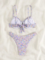 New Sexy Floral Print Push Up Bikini 2024 Women Swimwear Female Swimsuit Two Pieces Thong Bikini Set Bather Bathing Suit Beach