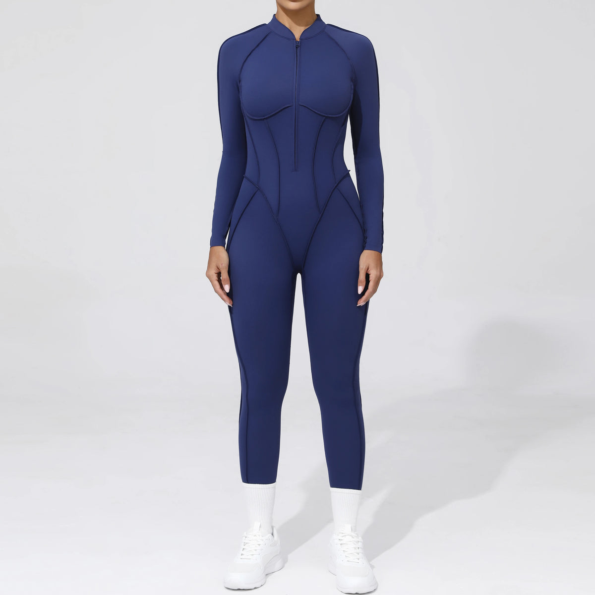 Padded Women Long Sleeve Sport Yoga Jumpsuit Workout Clothes for Women Sportwear Backless Zipper Fitness Gym Outfit