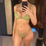 New Sexy Padded Brazilian Bikini Women Swimwear Female Swimsuit Two-Pieces Bikini Set Solid Bather Bathing Suit Swim Lady V64A